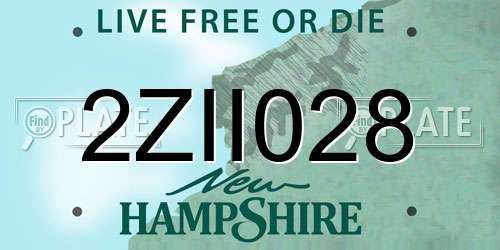 2ZII028 New Hampshire License Plate