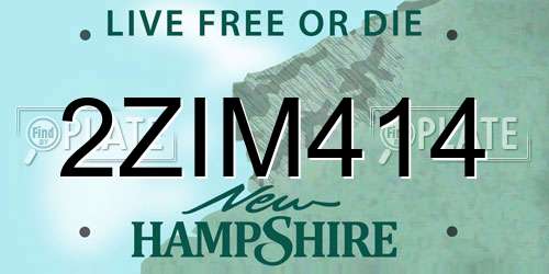 2ZIM414 New Hampshire License Plate