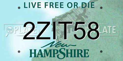 2ZIT58 New Hampshire License Plate