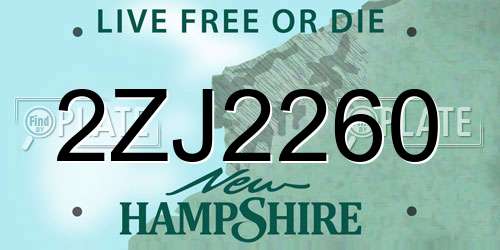 2ZJ2260 New Hampshire License Plate