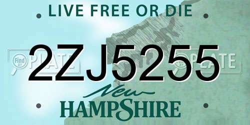 2ZJ5255 New Hampshire License Plate