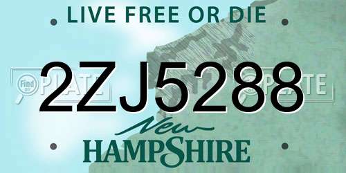 2ZJ5288 New Hampshire License Plate