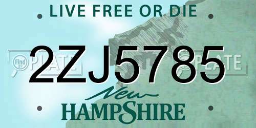 2ZJ5785 New Hampshire License Plate