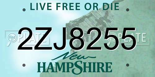 2ZJ8255 New Hampshire License Plate