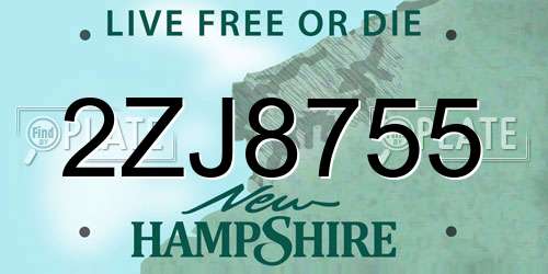 2ZJ8755 New Hampshire License Plate