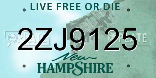 2ZJ9125 New Hampshire License Plate