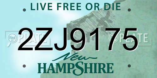2ZJ9175 New Hampshire License Plate