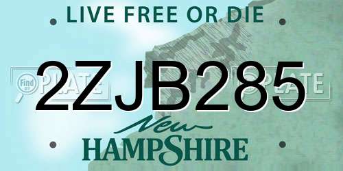 2ZJB285 New Hampshire License Plate