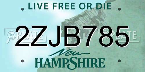 2ZJB785 New Hampshire License Plate
