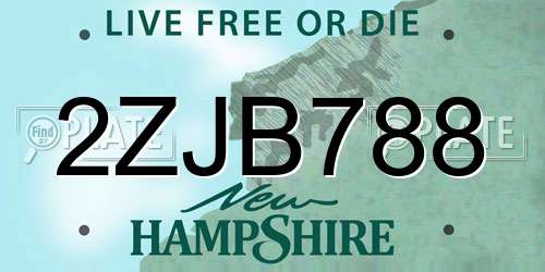 2ZJB788 New Hampshire License Plate