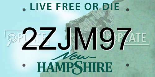 2ZJM97 New Hampshire License Plate