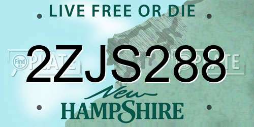 2ZJS288 New Hampshire License Plate