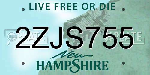 2ZJS755 New Hampshire License Plate