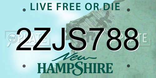 2ZJS788 New Hampshire License Plate