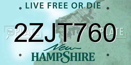 2ZJT760 New Hampshire License Plate