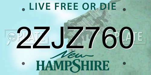 2ZJZ760 New Hampshire License Plate