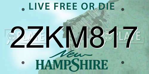 2ZKM817 New Hampshire License Plate