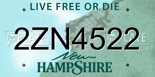 2ZN4522 New Hampshire License Plate