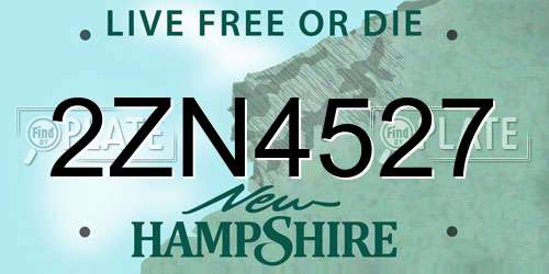 2ZN4527 New Hampshire License Plate