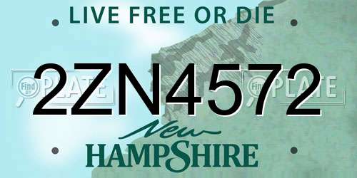 2ZN4572 New Hampshire License Plate