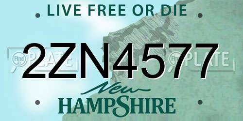 2ZN4577 New Hampshire License Plate