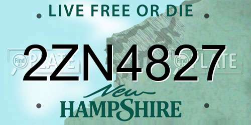 2ZN4827 New Hampshire License Plate
