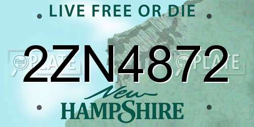 2ZN4872 New Hampshire License Plate