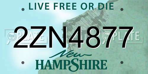 2ZN4877 New Hampshire License Plate