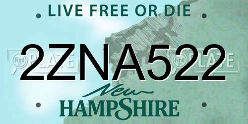 2ZNA522 New Hampshire License Plate