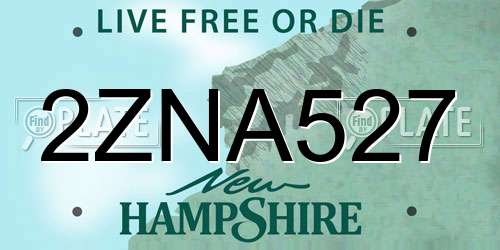 2ZNA527 New Hampshire License Plate
