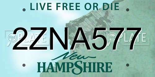2ZNA577 New Hampshire License Plate