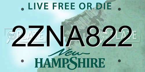 2ZNA822 New Hampshire License Plate