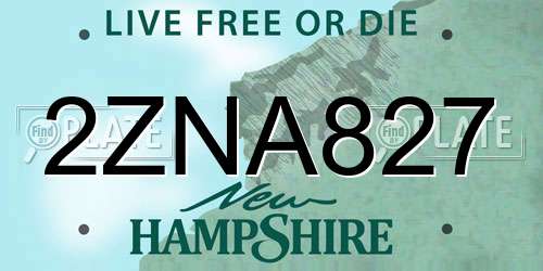 2ZNA827 New Hampshire License Plate