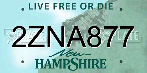 2ZNA877 New Hampshire License Plate