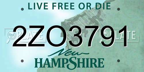 2ZO3791 New Hampshire License Plate