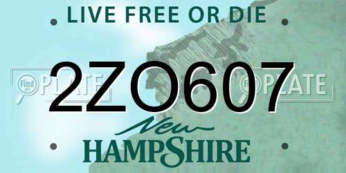 2ZO607 New Hampshire License Plate