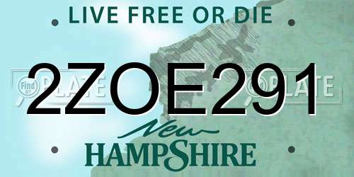 2ZOE291 New Hampshire License Plate