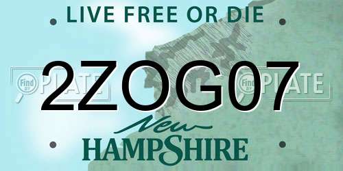 2ZOG07 New Hampshire License Plate
