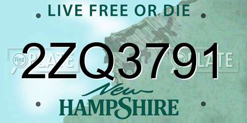2ZQ3791 New Hampshire License Plate