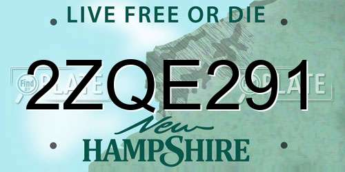 2ZQE291 New Hampshire License Plate