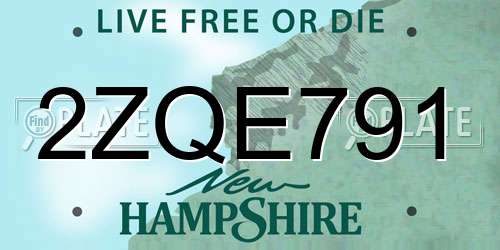 2ZQE791 New Hampshire License Plate