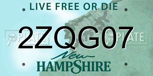 2ZQG07 New Hampshire License Plate