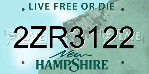 2ZR3122 New Hampshire License Plate