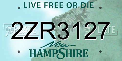 2ZR3127 New Hampshire License Plate
