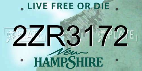 2ZR3172 New Hampshire License Plate