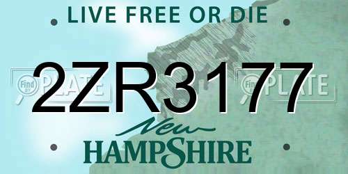 2ZR3177 New Hampshire License Plate