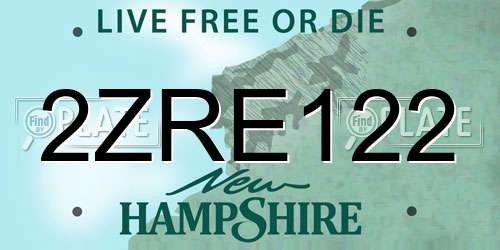 2ZRE122 New Hampshire License Plate