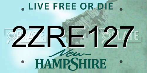 2ZRE127 New Hampshire License Plate