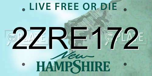 2ZRE172 New Hampshire License Plate