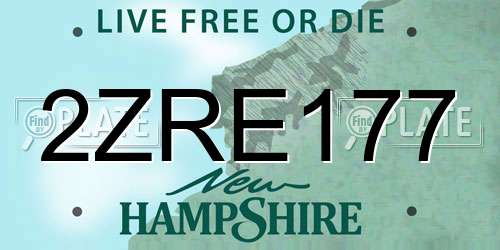2ZRE177 New Hampshire License Plate
